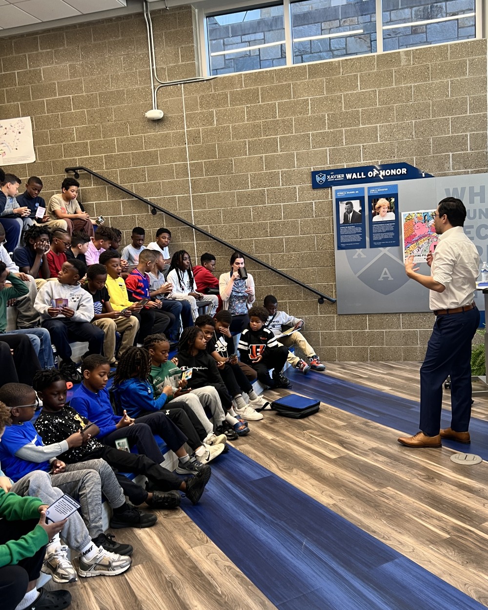 Speaking to Xavier Academy Middle School Students