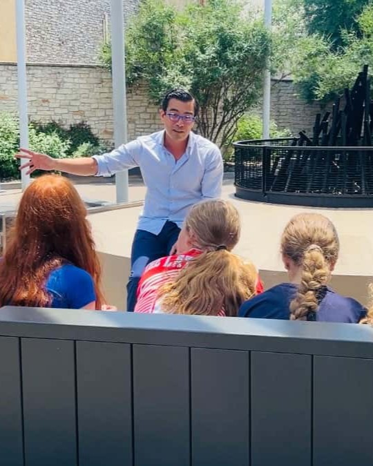 Teaching Kids in front of mall